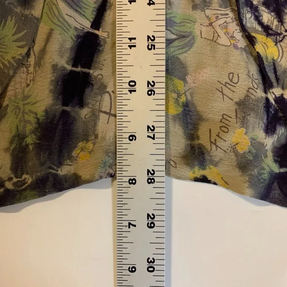 Citron Santa Monica Women's Tropical Pineapple‎ Silk Open Front Cardigan Size S